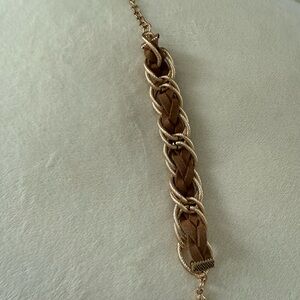Elegant Gold and Brown Braided Bracelet